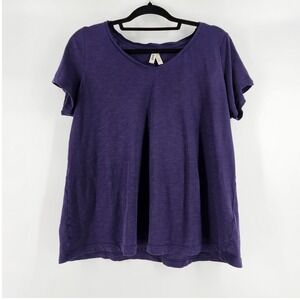 Pact Womens V Neck Short Sleeve Top Size L T Shirt Organic Cotton Granola Comfy